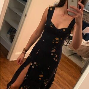 Navy Floral Reformation Dress